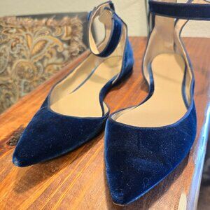 Ann Taylor Sapphire Blue Velvet Pointed Toe Flats Sz 8.5